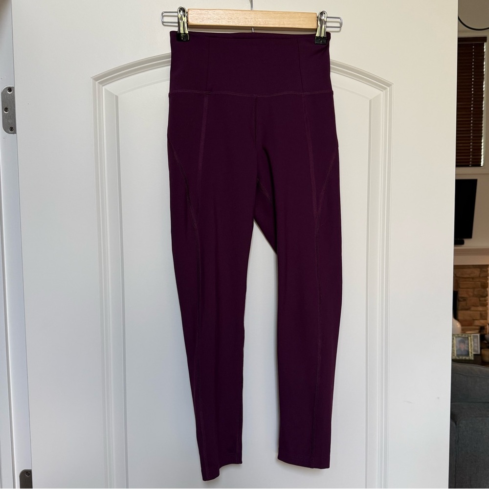 Girlfriend collective high rise leggings, maroon berry, XS